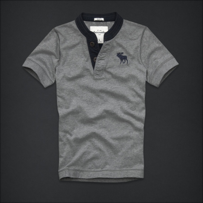 Abercrombie Fitch Hombres Ponte de pie de cuello Corto Remera AF5760